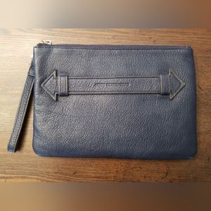 Aimee Kestenberg navy leather clutch wristlet